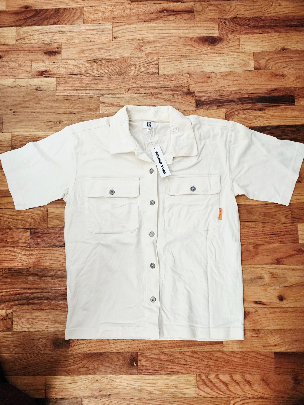 Roubd Two Short Sleeve Button-Down Shirt in Cream